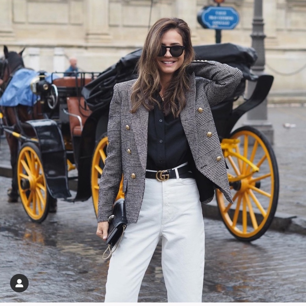 ZARA Double Breasted Houndstooth Blazer